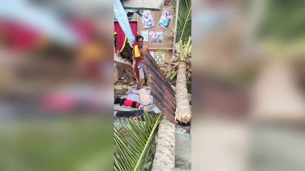 Angin Kencang, Rumah Warga di Kolut Hancur Tertimpa Pohon Kelapa