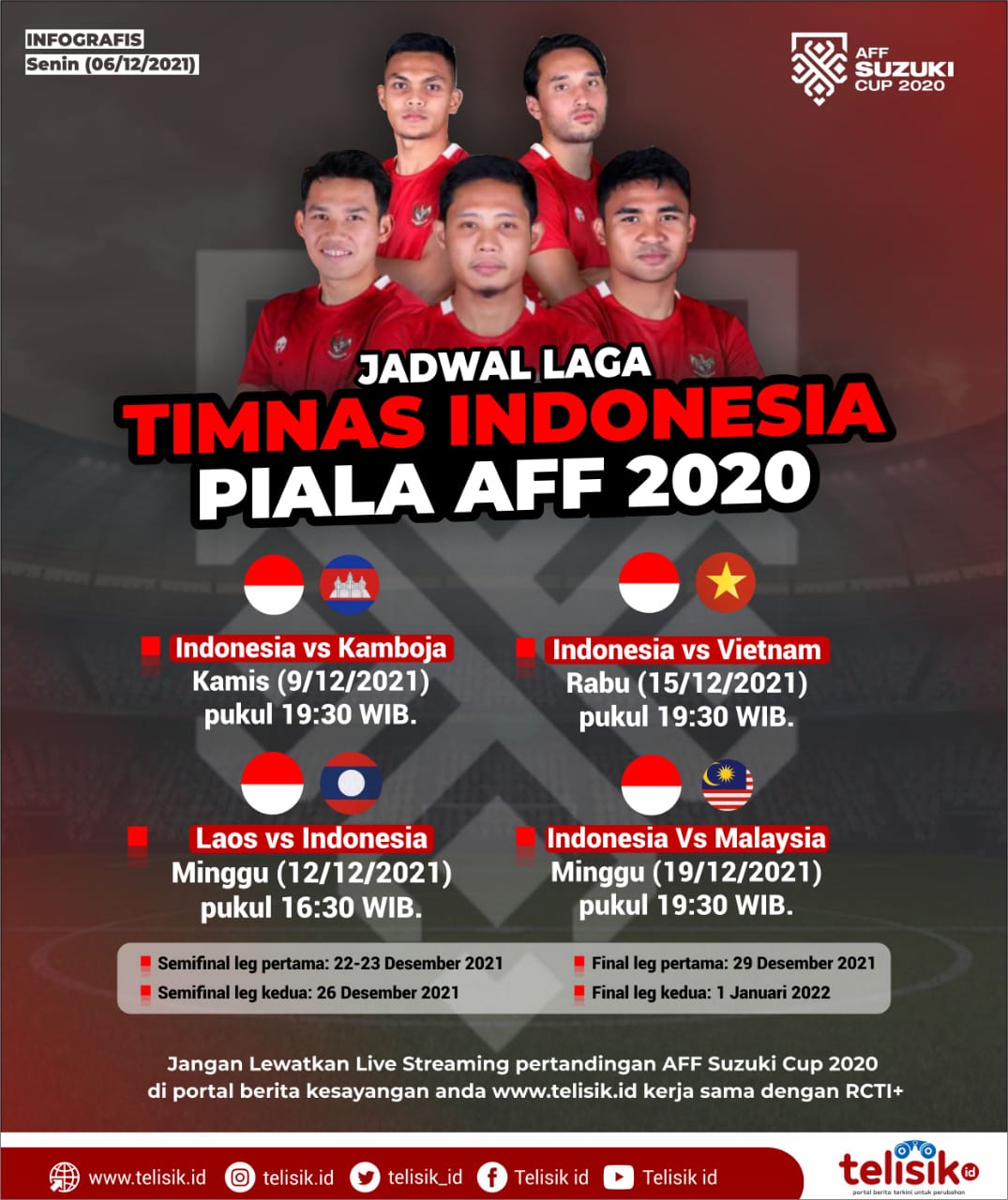Infografis: Jadwal Laga Timnas Indonesia Piala AFF 2020