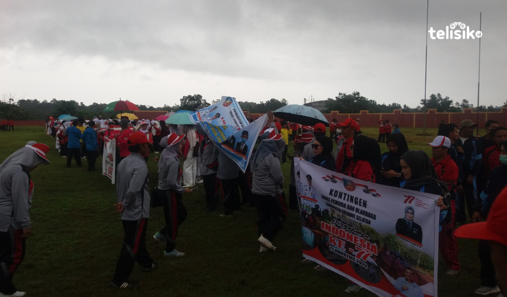 Hujan Deras Hiasi Kemeriahan Pembukaan Olahraga HUT RI di Konawe Selatan