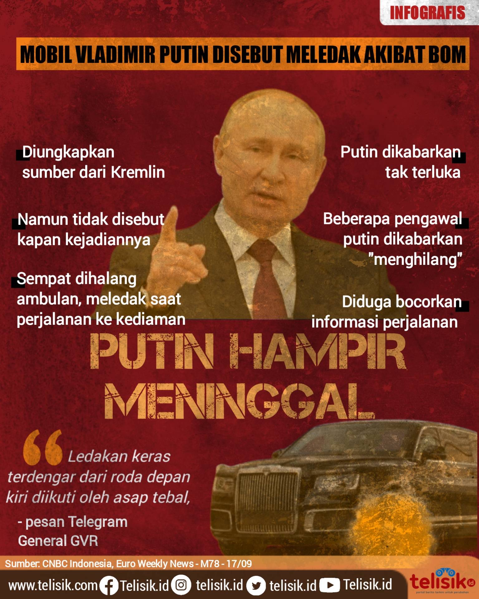 Infografis: Mobil Vladimir Putin Disebut Meledak Akibat Bom
