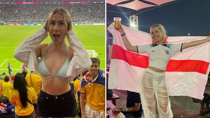 Sosok Bintang Porno Inggris Berbikini saat Nonton Piala Dunia 2022 Qatar
