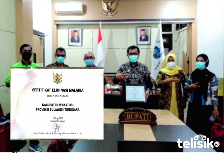 Bupati Wakatobi Terima Sertifikat Eliminasi Malaria Dari Menteri Kesehatan Ri Telisik Id<script async src=
