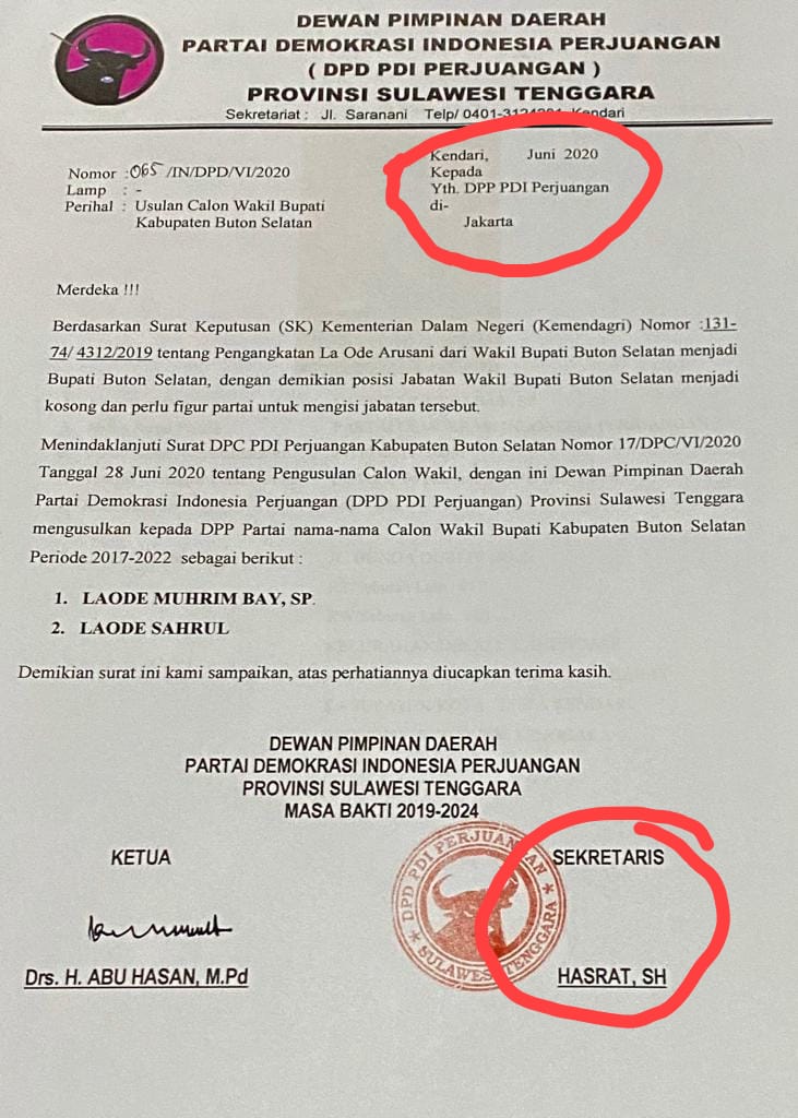 PDIP Sultra Usul Dua Nama Cawabup Busel, Sekretaris: Saya Belum Lihat Suratnya