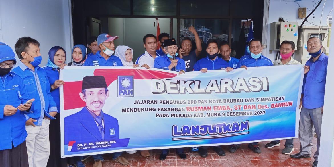 Kecewa Rekomendasi DPP, Ketua PAN Baubau Deklarasi Dukung Rusman Emba