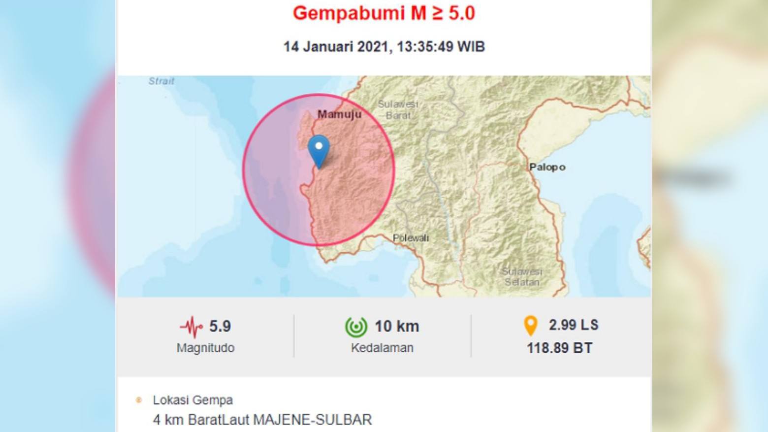 Gempa Bumi Guncang Kabupaten Majene Getaran Terasa Hingga Kota Makassar Telisik Id
