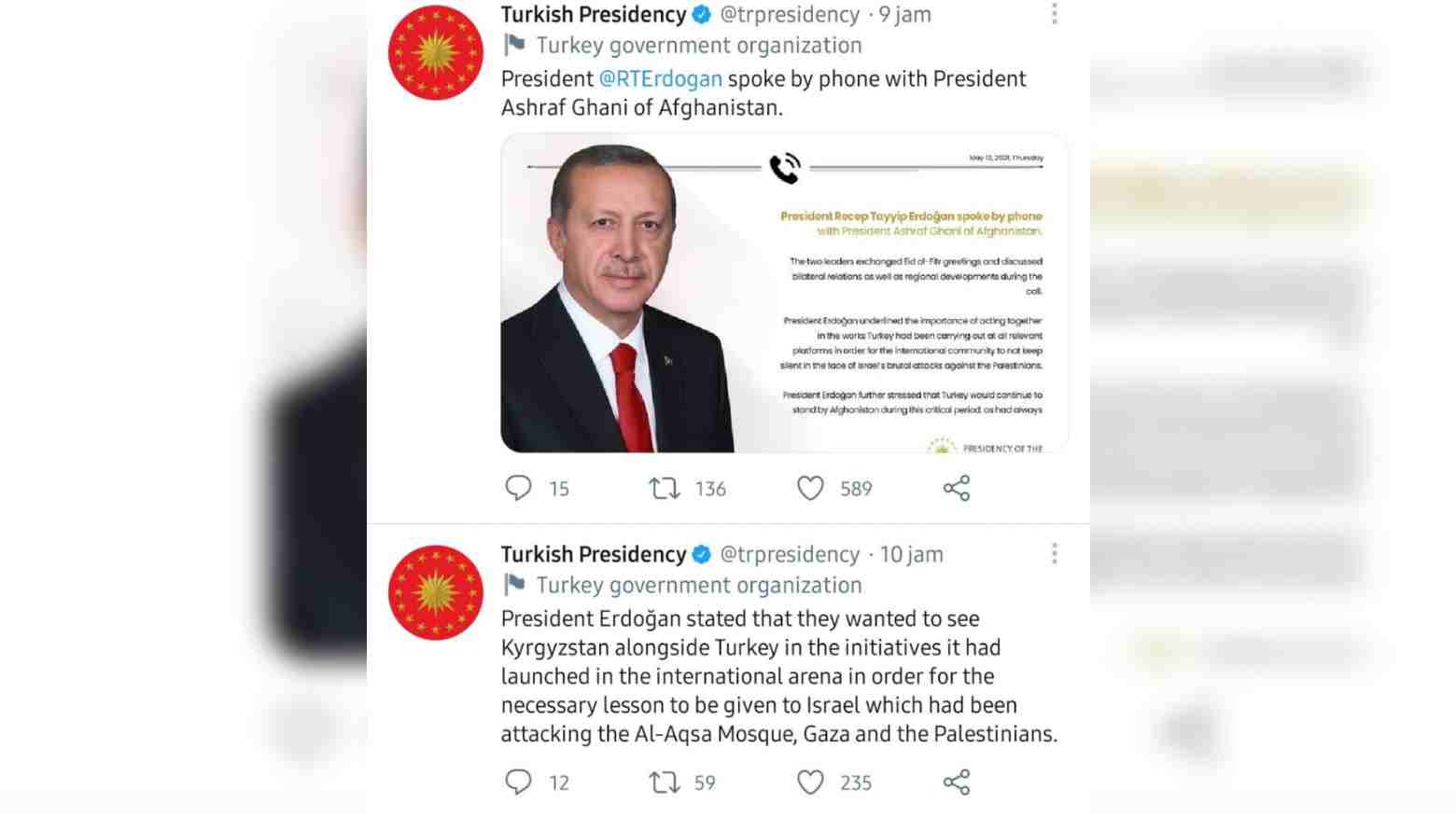 Presiden Turki Aktif Lobi Negara Lain Kutuk Serangan Israel ke Palestina