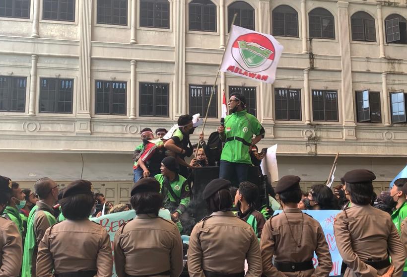 Driver Gojek di Medan Demo Tuntut Kesejahteraan