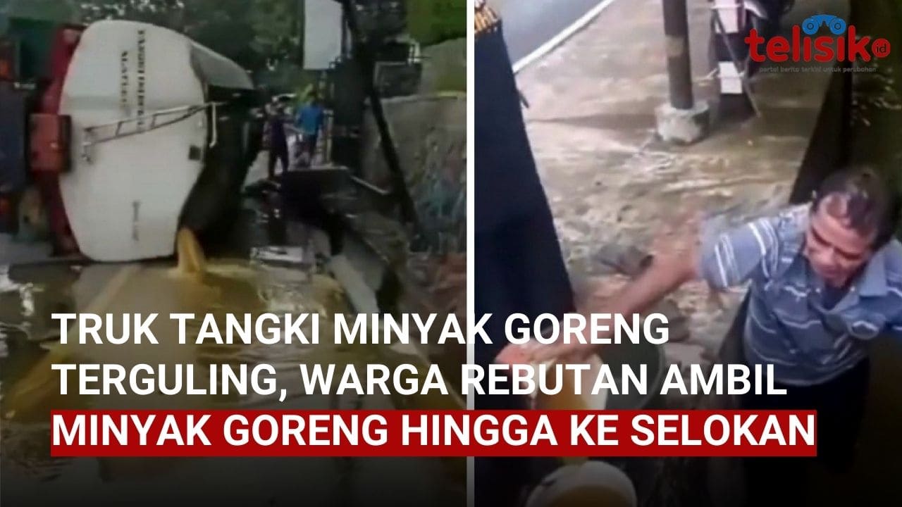 Video: Truk Tangki Minyak Goreng Terguling, Warga Rebutan Ambil Minyak Goreng Hingga ke Selokan
