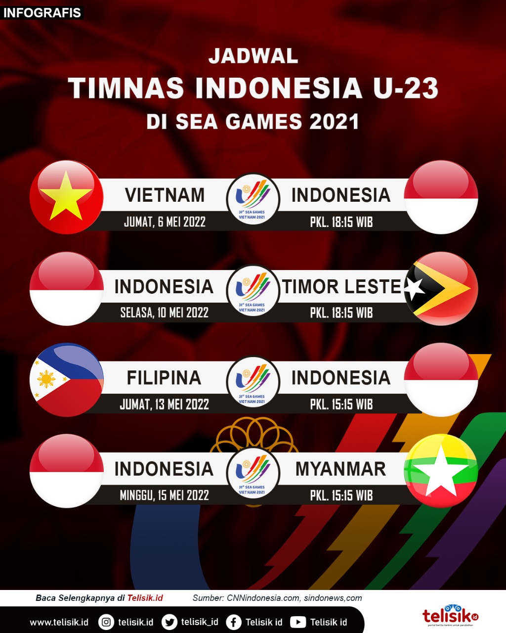 Infografis: Jadwal Timnas Indonesia U-23 - Sea games 2021