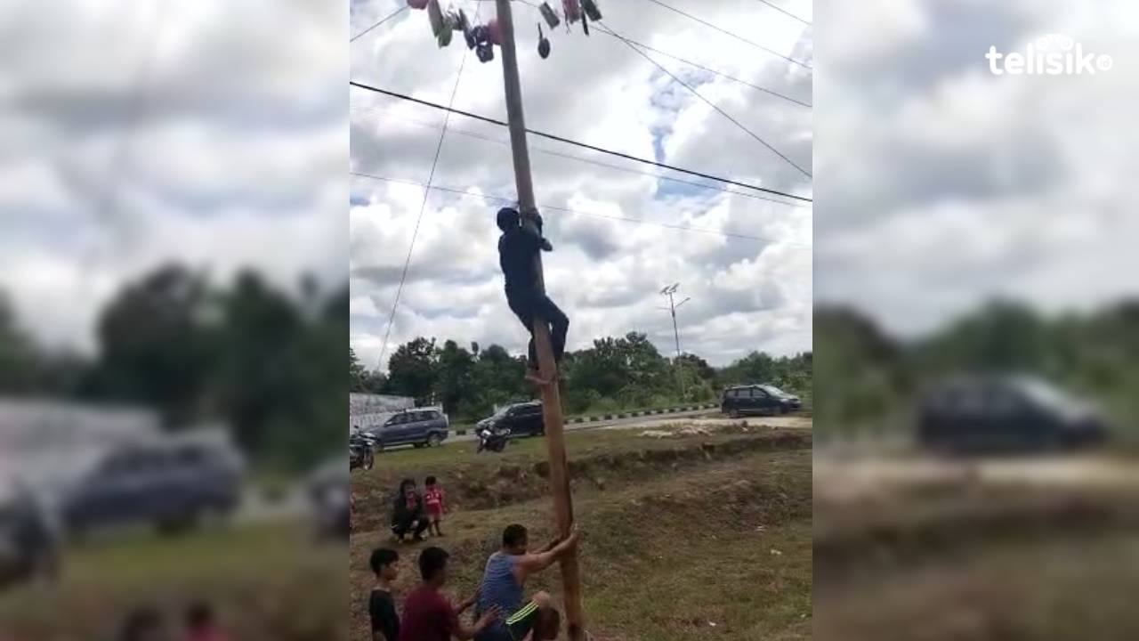 Panjat Pinang Hiasi Perayaan HUT Ke-77 RI di Kantor Balitbangda Konawe Selatan