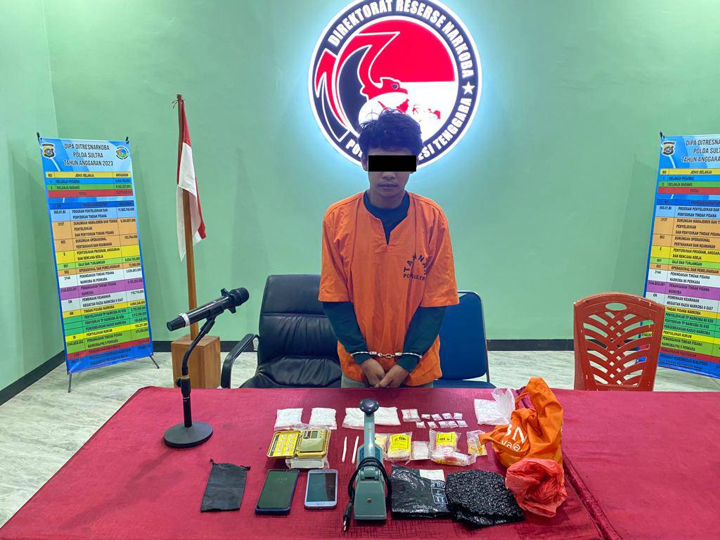 Kedapatan Miliki Sabu Pria di Konawe Ditangkap Polisi 