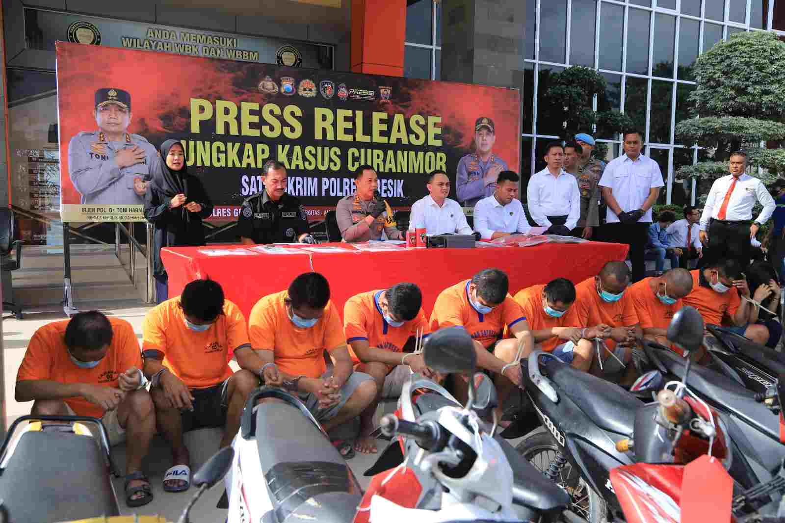 Belasan Tersangka Kasus Curanmor Ditangkap Polisi di Gresik