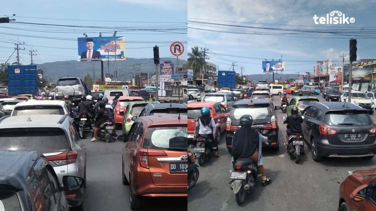 Akibat Lampu Padam, Simpang Pasar Baru Macet Total