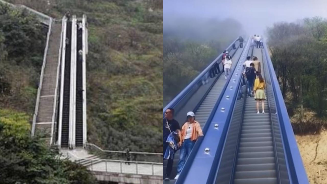 Mudahkan Turis Mendaki, China Bangun Eskalator di Gunung