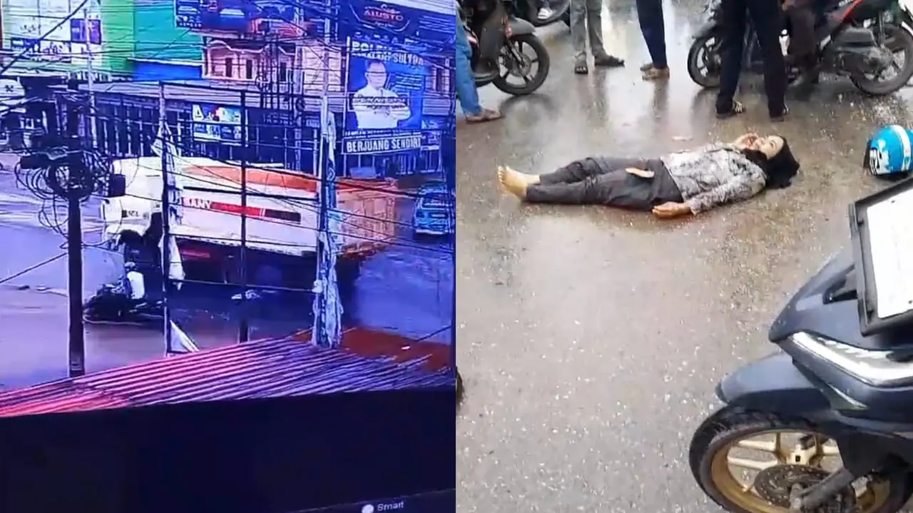 Seorang Wanita Kritis, Paha Terlindas Truk Enam Roda di Lampu Merah UHO Kendari