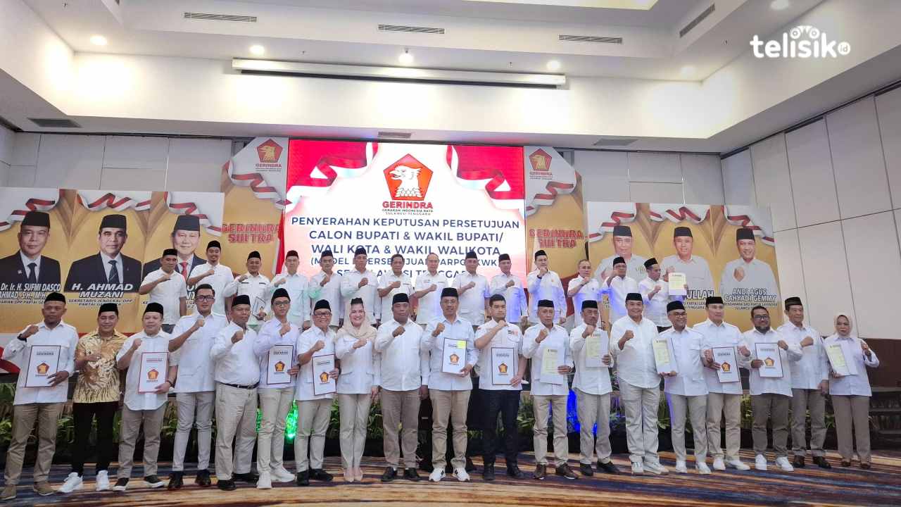 Gerindra Serahkan B1-KWK Kepada 16 Bakal Calon Kepala Daerah se-Sulawesi Tenggara