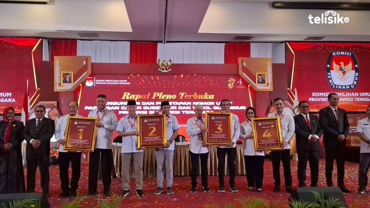 Berikut Nomor Urut Paslon Gubernur - Wakil Gubernur Sulawesi Tenggara Usai Ditetapkan oleh KPU