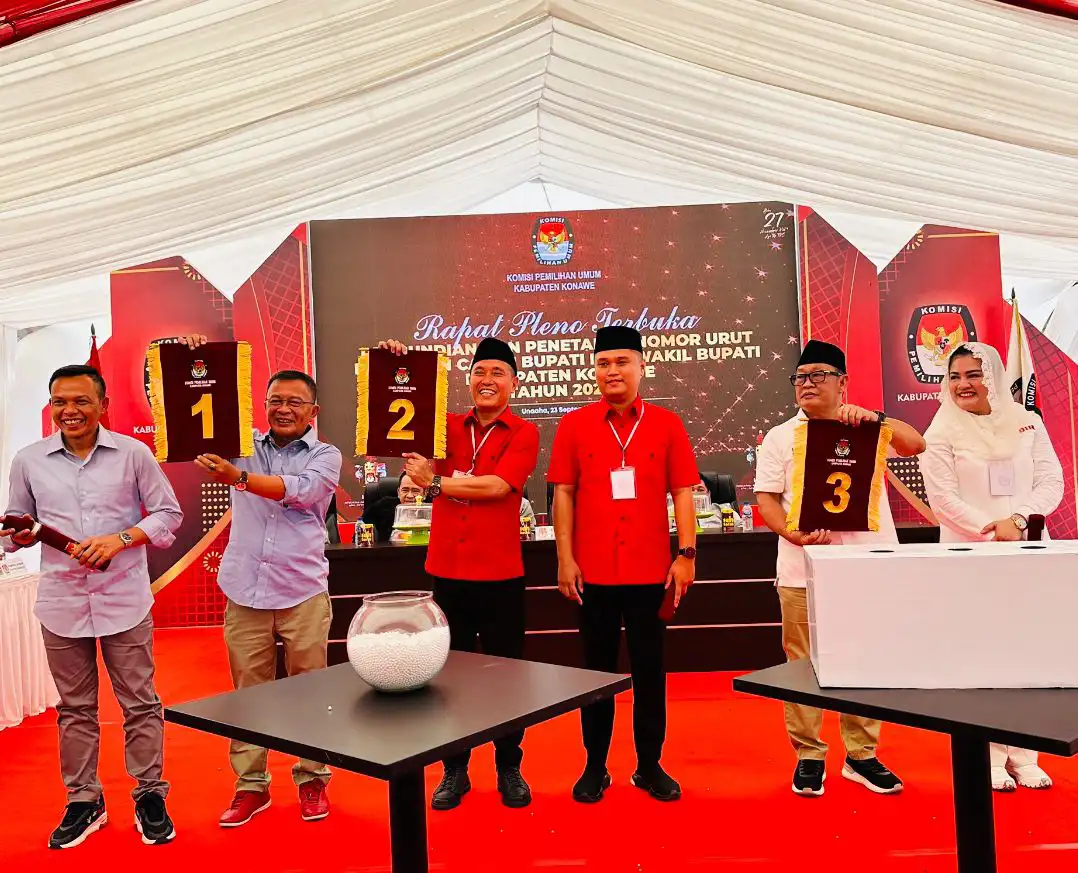 KPU Konawe Tetapkan Nomor Urut Pasangan Calon Bupati dan Wakil Bupati