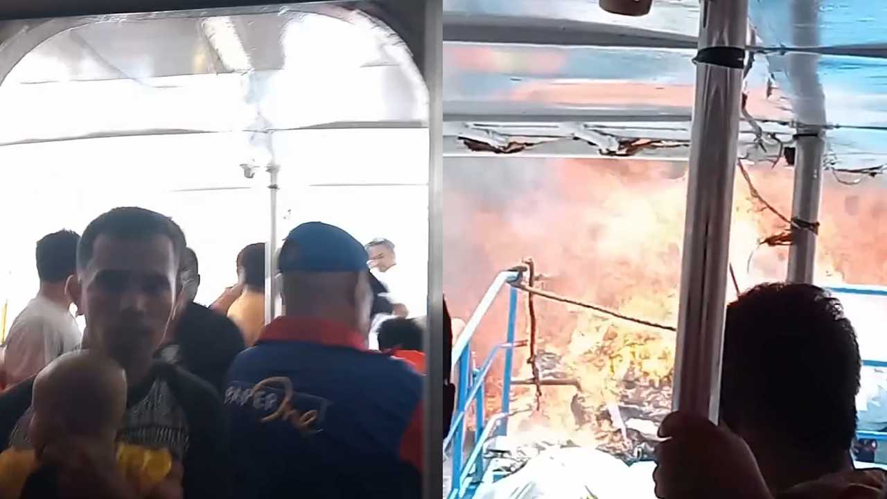 KM Natuna Ekspres Rute Lasalimu - Wanci Wakatobi Terbakar di Tengah Laut