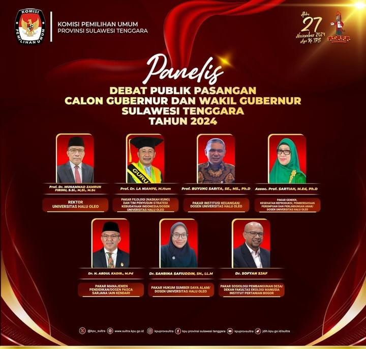 KPU Dikritik Tentukan Tujuh Panelis Debat Pilgub Sulawesi Tenggara 2024 dari Akademisi