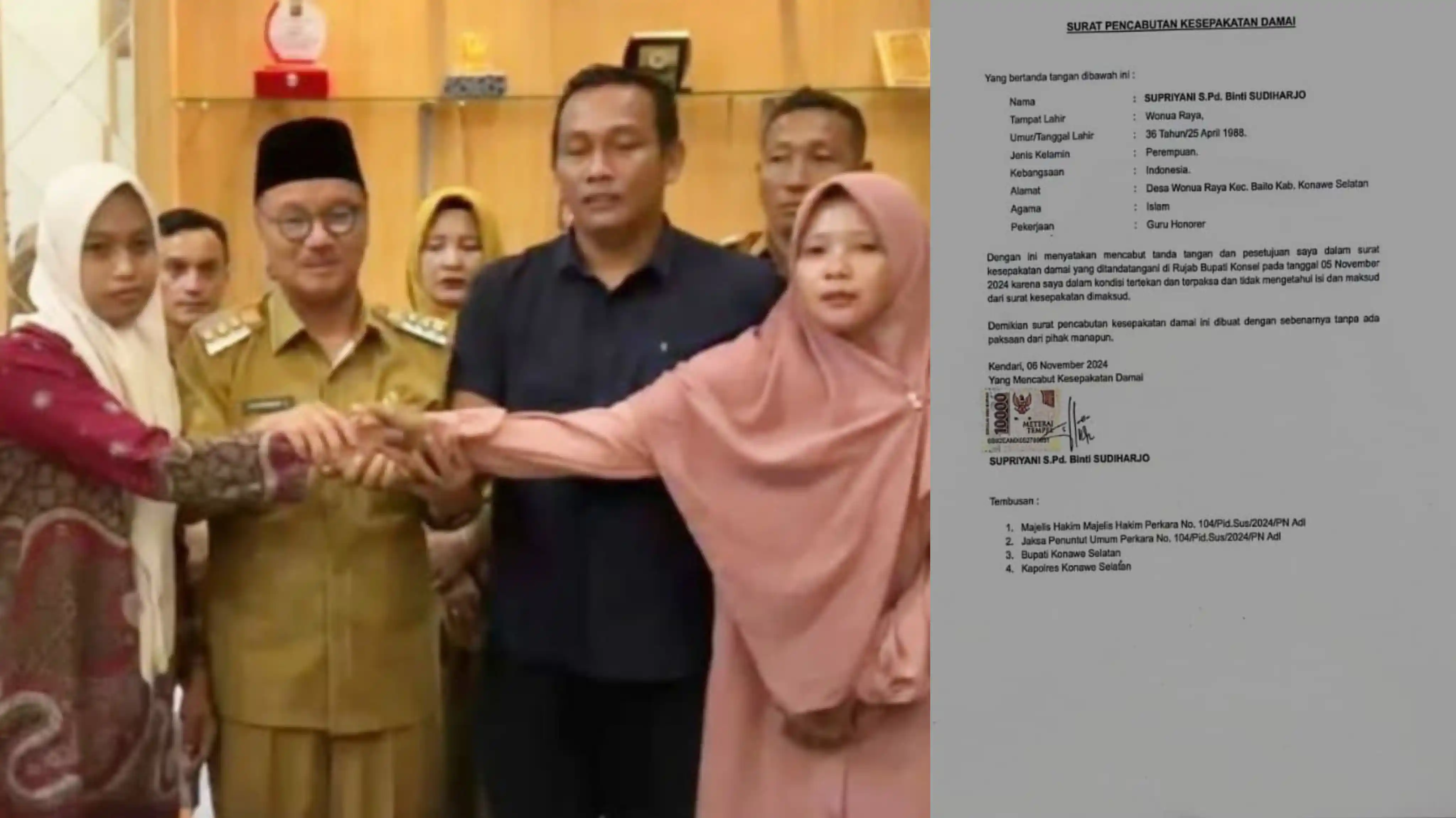 Guru Honorer Supriyani Cabut Kesepakatan Damai, Mengaku Tertekan dan Terpaksa