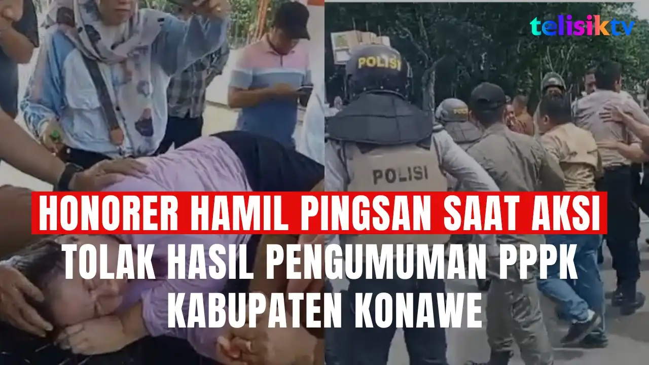 TELISIKTV: Honorer Hamil Pingsan Saat Aksi Tolak Hasil Pengumuman PPPK Kabupaten Konawe