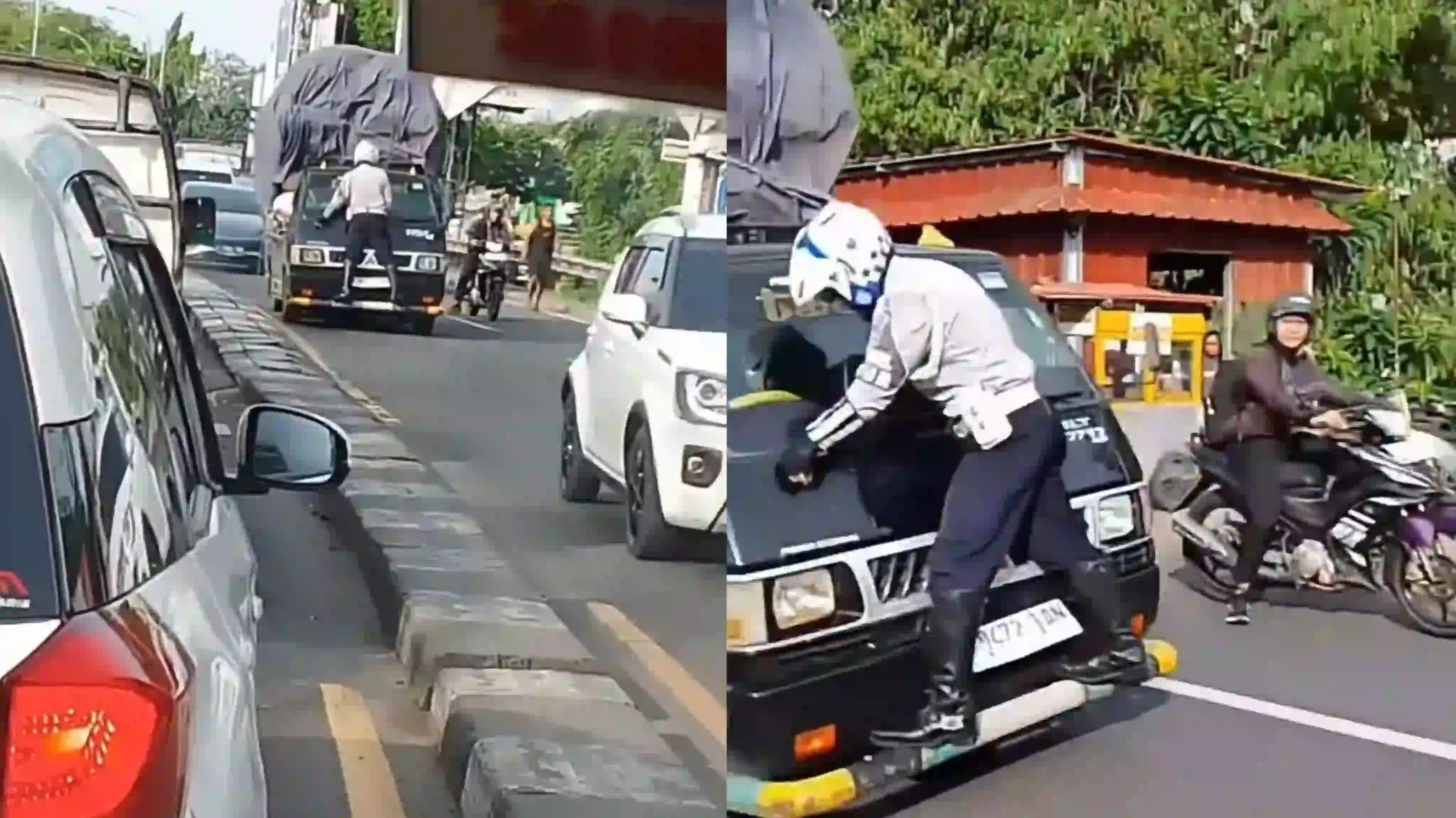 Viral, Petugas Dishub Nempel di Mobil Pikap Hitam Seperti 'Spiderman', Begini Kronologinya