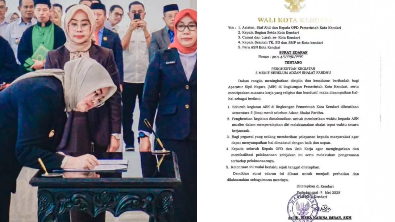 Pemkot Kendari Wajibkan ASN Salat Berjamaah, Layanan Publik Dihentikan 5 Menit Jelang Azan