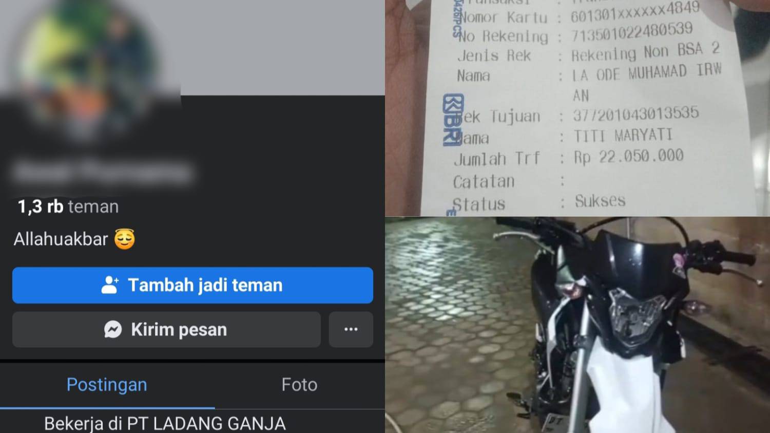 Tertarik Motor Honda CRF di Facebook, Pria di Kendari Tertipu Puluhan Juta
