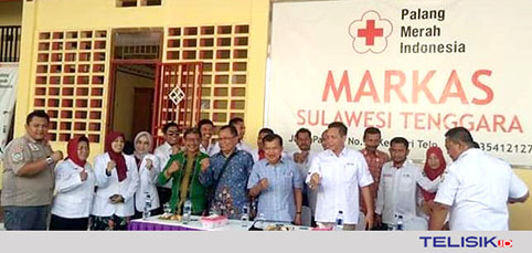 Ketua Umum Palang Merah Indonesia (PMI), H.M. Jusuf Kalla, saat hadir di PMI Sulawesi Tenggara. Foto : Muhammad Israjab/Telisik