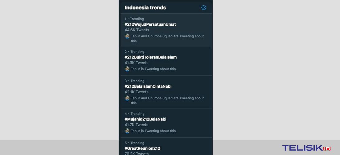 Hasil screenshot Trending topik tweeter di Indonesia Foto: Fitrah Nugraha/Telisik