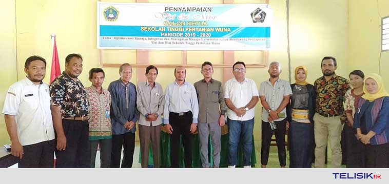 Dua kandidat calon ketua STIP Wuna bersama Ketua Yayasan, Uking Djassa usai penyampaian visi misi. Foto : Naryo/Telisik