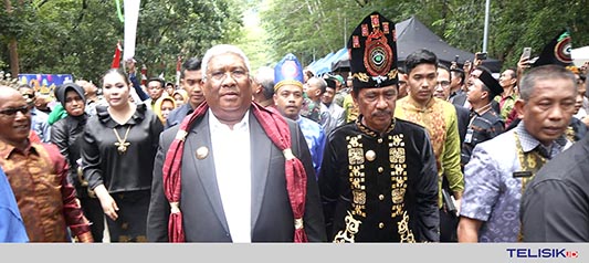 Gubernur Sultra Ali Mazi menghadiri upacara peringatan HUT Kolaka Utara. Foto: Muh. Risal/Telisik
