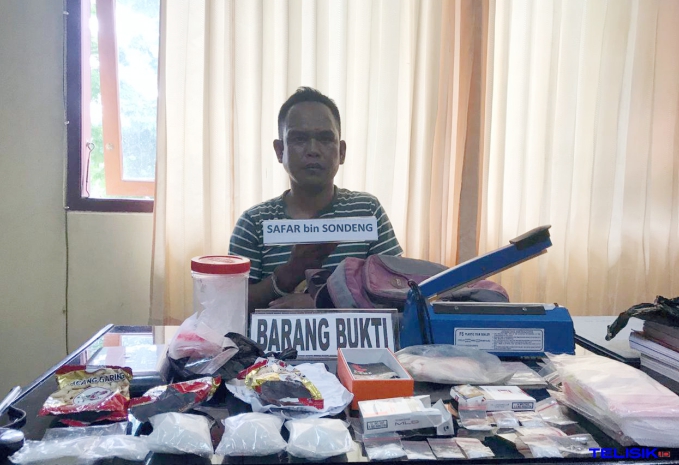 Tersangka pengedar sabu Safar Bin Sondeng, Foto : Dul /Telisik