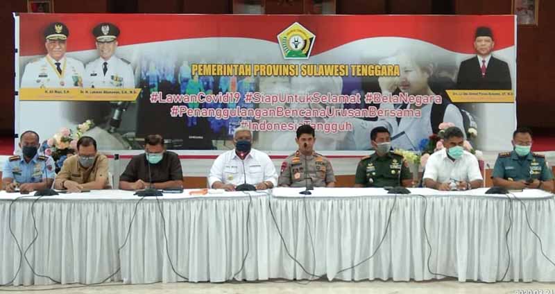 Gubernur Sultra memimpin rapat pembentukan Satgas Pemuda COVID-19 di Rujab Gubernur. Foto: Istimewa