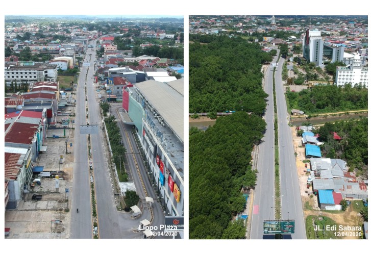 Pemandangan di sepanjang jalan Kota Kendari. Sepi bak kota mati. Foto: Ist.