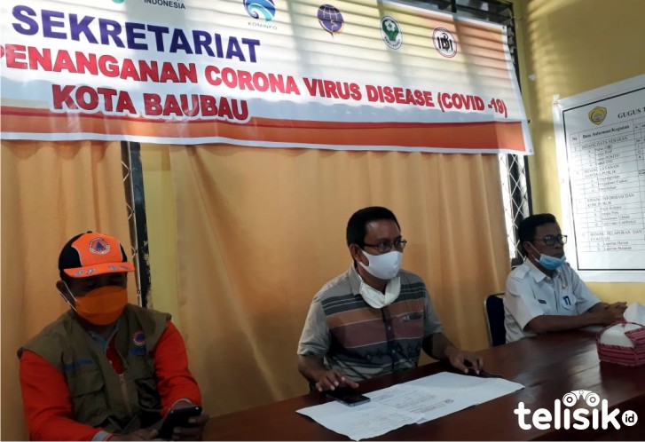 Suasana Konferensi Pers TG Satgas penanganan COVID-19  Kota Baubau. Foto: Ridwan/Telisik