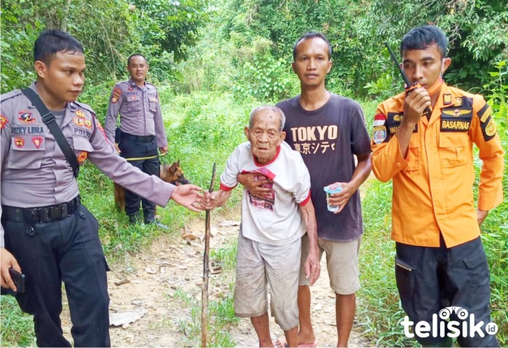 Kakek Sadi yang hilang di hutan Konsel, akhirnya ditemukan dalam kondisi selamat. Foto: Ist.