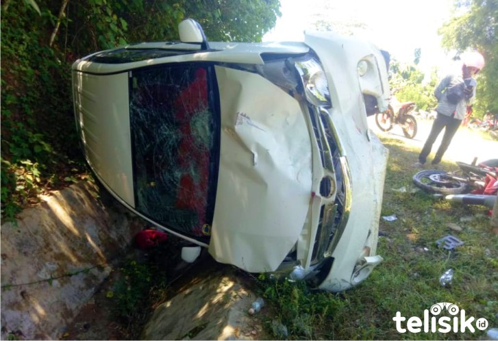 Kondisi kendaraan yang terlibat Lakalantas. Foto: Hir/Telisik