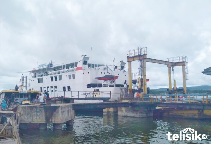 Suasana di Pelabuhan penyebrangan Kapal Feri Wawonii. Foto: Ibnu/Telisik