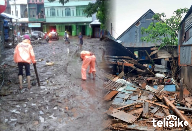 Banjir bandang di Kabupaten Bantaeng, Sulawesi Selatan, merobohkan rumah warga. Foto: Ist.
