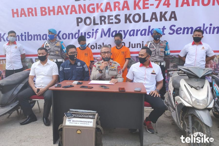 Polres Kolaka melakukan press release terkait pengungkapan curanmor Foto: Yusrin/Telisik