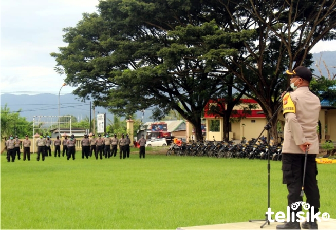 Apel Kontijen Aman Nusa II di Mapolres Bombana. Foto: Hir Abrianto/Telisik