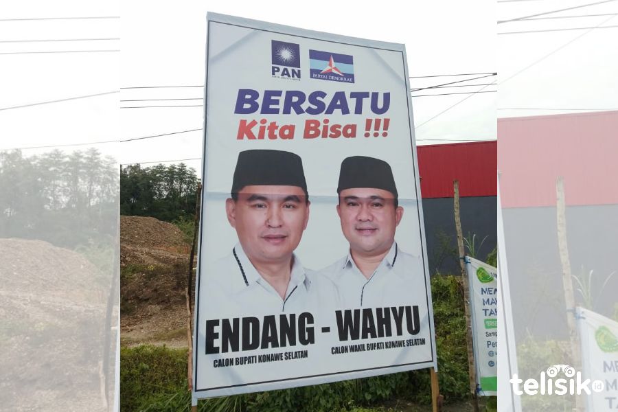 Baliho Endang-Wahyu. Foto: Musdar/Telisik