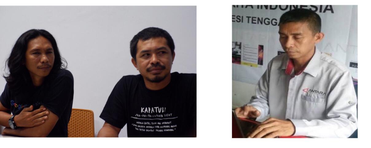 Ketua AJI, Zainal Ishak, Ketua IJTI, Asdar Zuula, Ketua PWI Sultra. Sarjono. Foto: Ist.