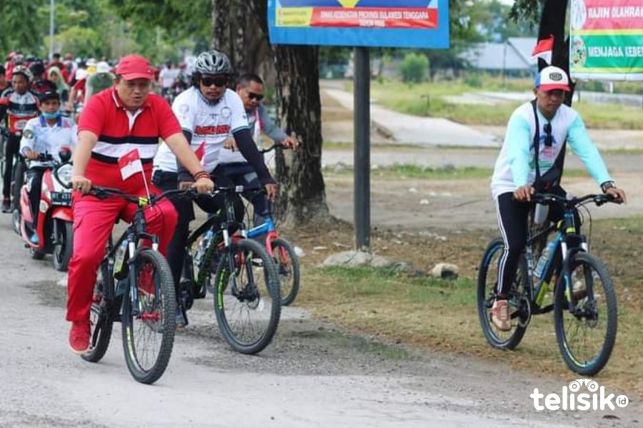 Bupati Muna bersama Forkopimda akan menggelar gowes merah putih sejauh 17 km pada hari kemerdekaan. Foto: Sunaryo/Telisik