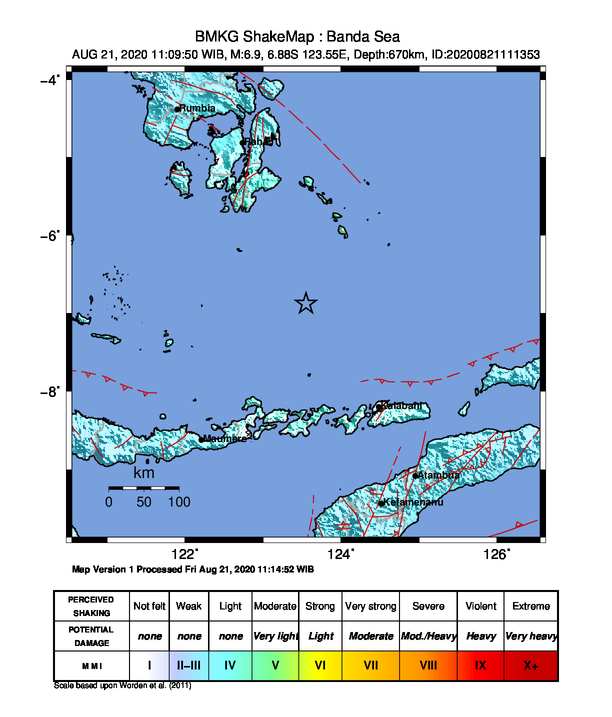 Gempa yang terjadi di sekitar Laut Banda juga terasa di Kota Mataram. Foto: BMKG