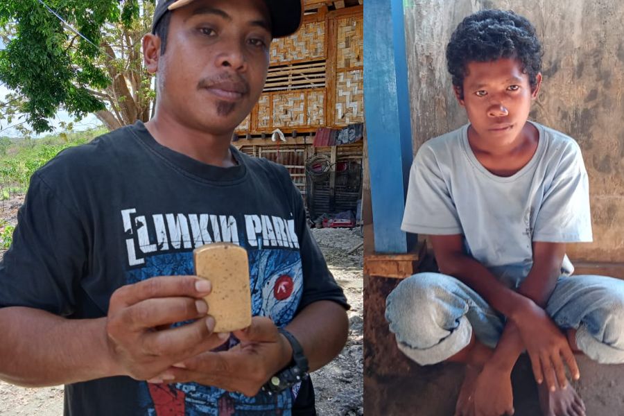 La Ebi salah satu kerabat penemu emas. Insert: La Hasa penemu emas. Foto: Ist.
