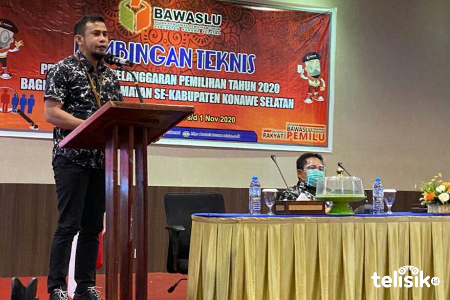 Koordinator Divisi Hukum, Penindakan Pelanggaran dan Penyelesaian Sengketa Bawaslu Konsel, Awaluddin AK. Foto: Hamka Dwi Sultra/Telisik