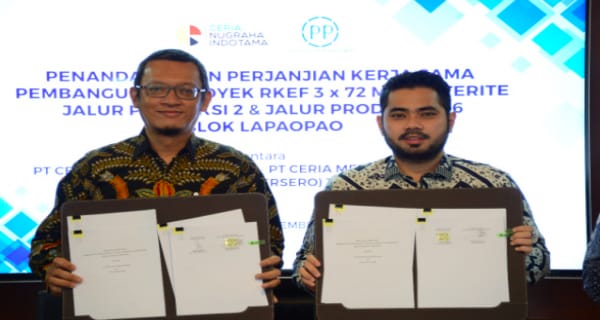 PT PP menandatangani perjanjian kerja sama dalam pembangunan Pabrik Peleburan (Smelter) Feronikel Jalur Produksi 2 dan Jalur Produksi 5-6 Block Lapaopao di Provinsi Sulawesi Tenggara. Foto: Dokumentasi PT. PP